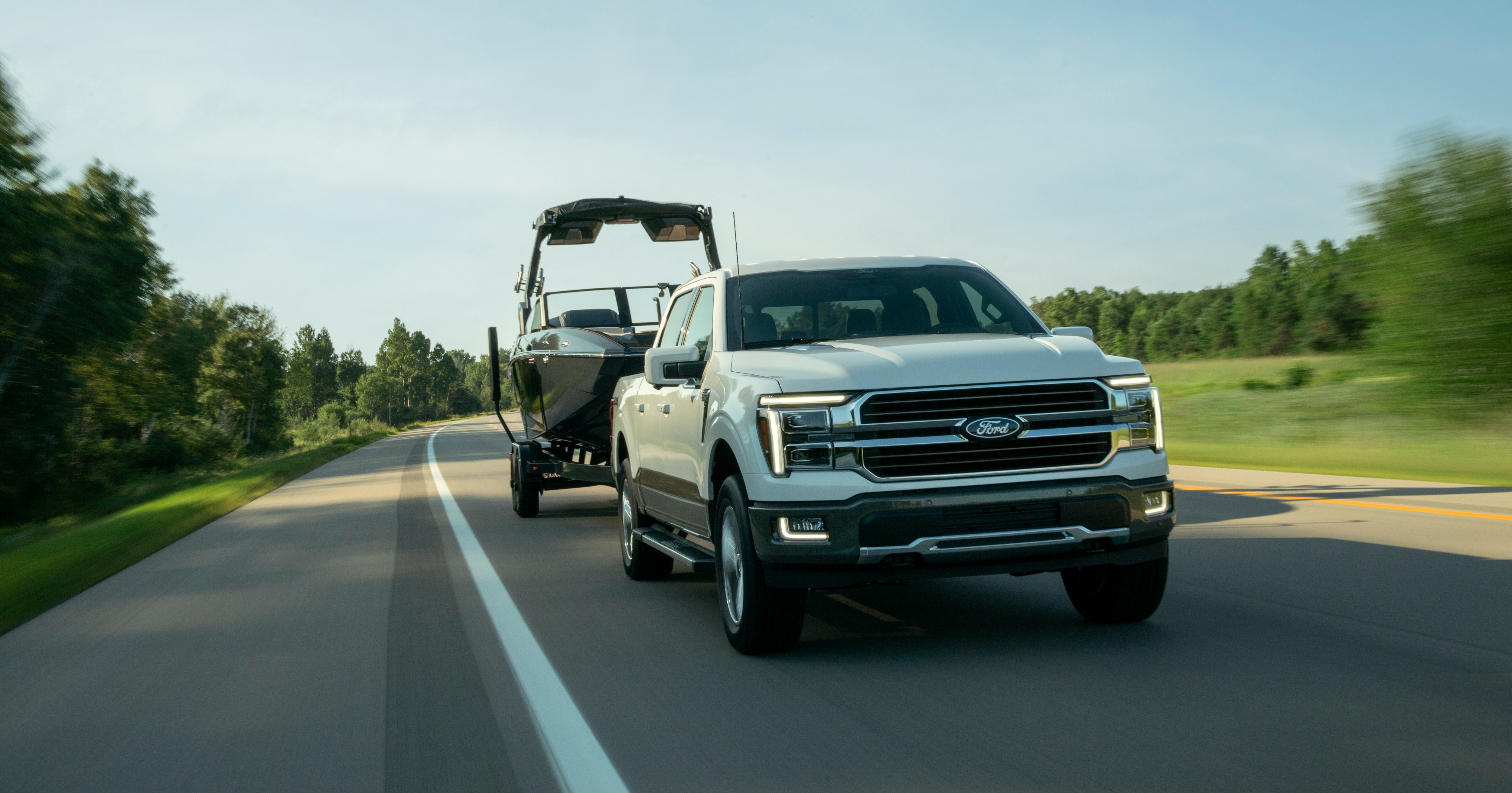 For the first time ever, new Ford truck owners can tow hands-free on the highway with our newest feature debuting on the 2027 F-150: BlueCruise with Towing.